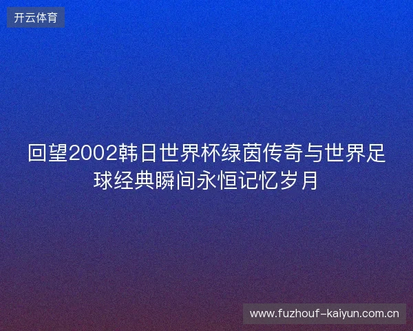 回望2002韩日世界杯绿茵传奇与世界足球经典瞬间永恒记忆岁月